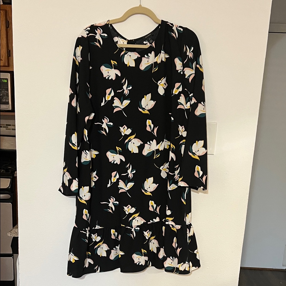 Halogen Floral Ruffle Hem Dress
